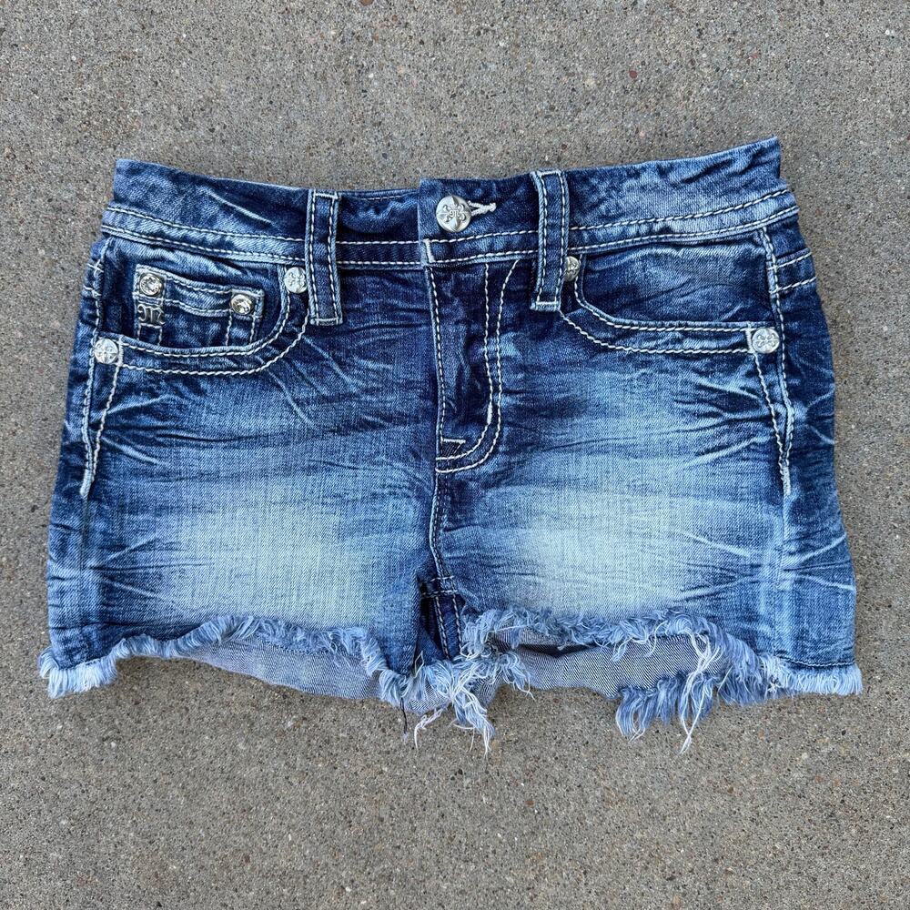 Miss Me Curvy Short Denim Cut Off Shorts Bling Flap Pocket Size 26 E3444VH28